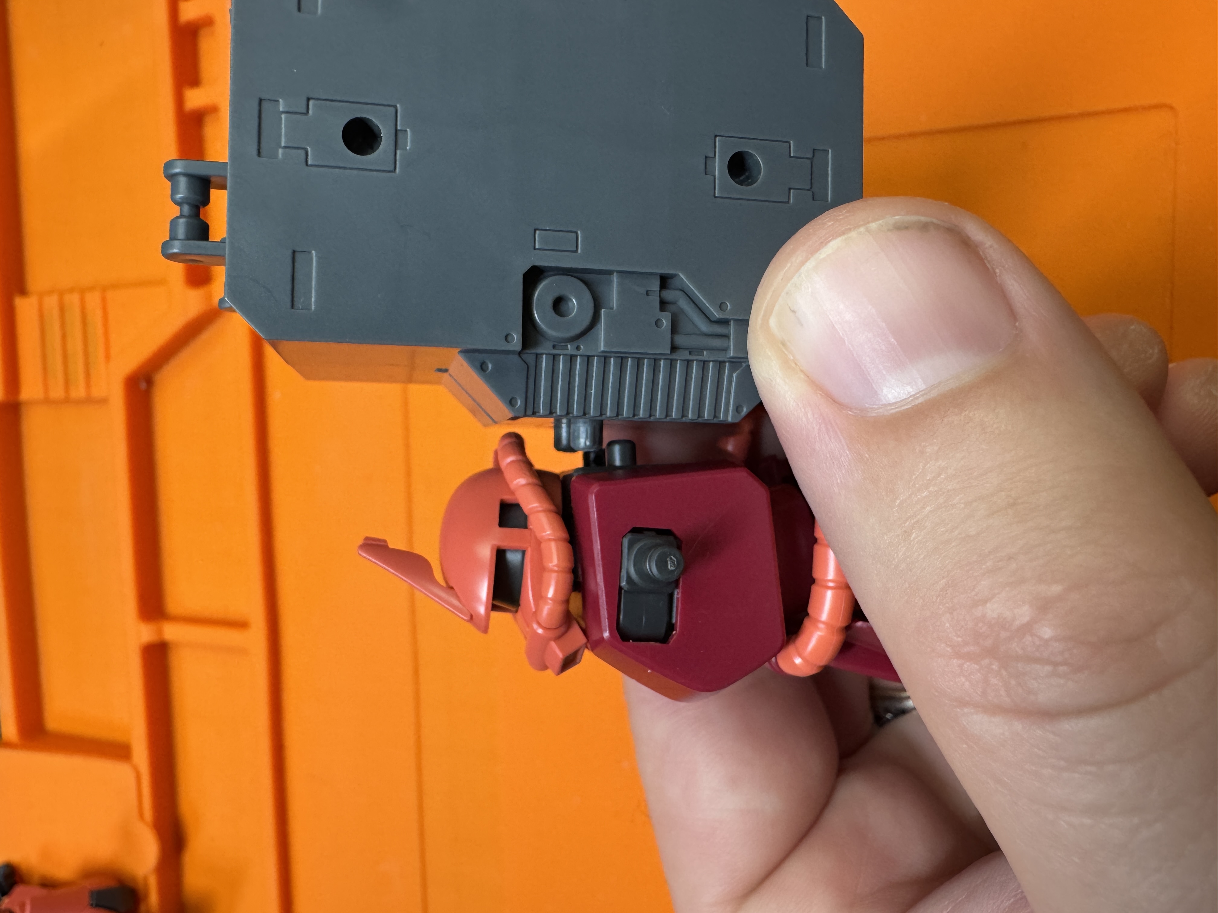 Backpack connection point on the Zaku